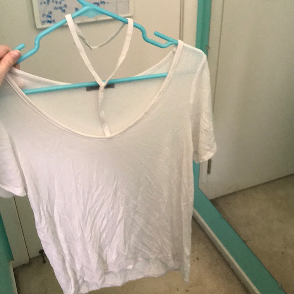 Charlotte russe white neck strap detail shirt